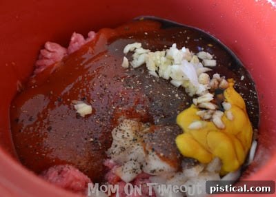 The Sloppy Joe mixture simmering in a slow cooker.
