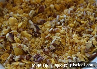 Pecans combined with crushed cornflakes.