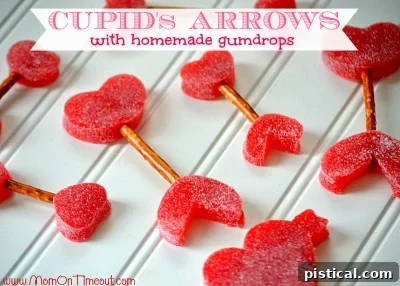 Craft whimsical Cupid's Arrows using homemade gumdrops for a sweet Valentine's treat or gift.