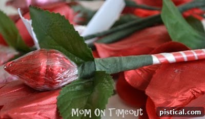 Hershey's Kiss Rose with ribbon on stem