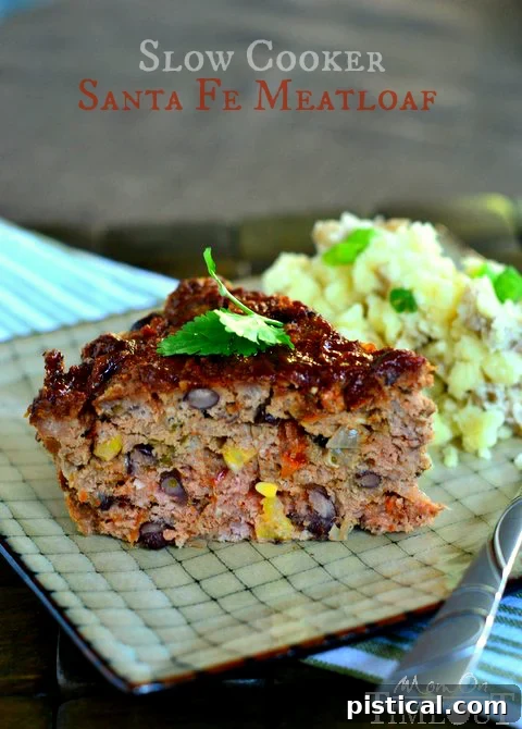 Delicious Slow Cooker Santa Fe Meatloaf ready to serve, a perfect stress-free meal
