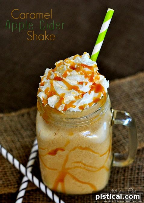 Caramel Apple Shake: The perfect blend of apple cider, vanilla ice cream, and caramel for a refreshing fall treat. | MomOnTimeout.com