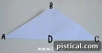 DIY Shiny Foil Snowflakes 6 A square folded in half to form a triangle, with points A, B, C clearly labeled for instructional purposes