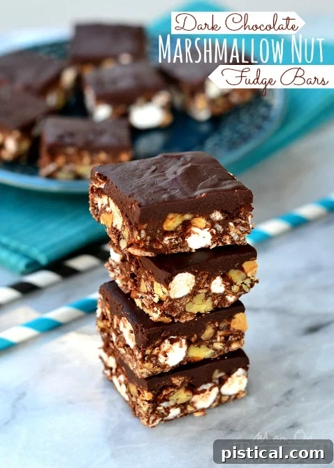 Dark Chocolate Marshmallow Nut Fudge Bars are perfect for an after-school snack or a late night craving! | MomOnTimeout.com