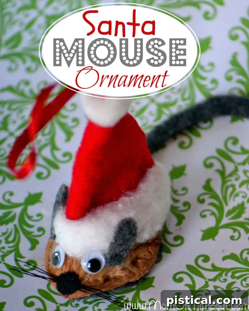 Santa Mouse Ornament Craft Tutorial Adorable Santa Mouse Ornament hanging on a Christmas tree, ready for holiday decor