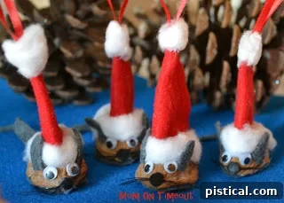Whimsical Santa Mouse Ornament 2 Collection of handmade Santa Mouse ornaments featuring hats, googly eyes, and felt bodies