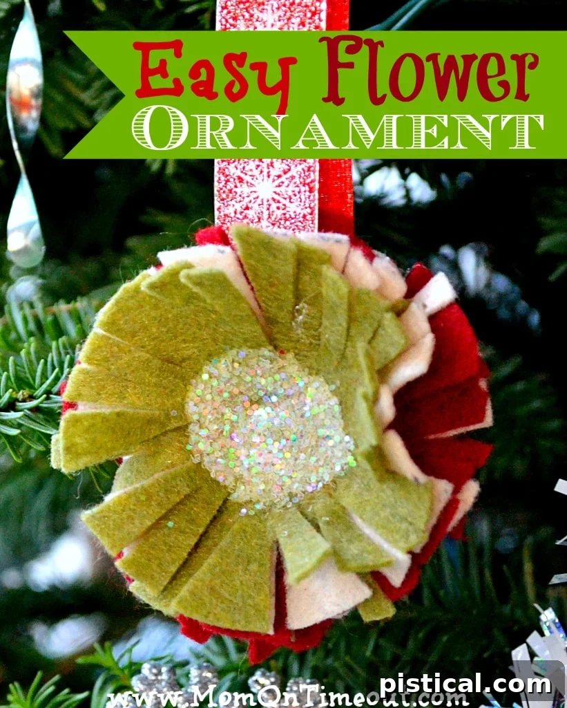 Handmade Easy Felt Flower Ornament for Christmas Tree