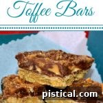 A close-up of a finished Chocolate Peanut Butter Toffee Bar, highlighting the rich, layered texture and delicious topping.