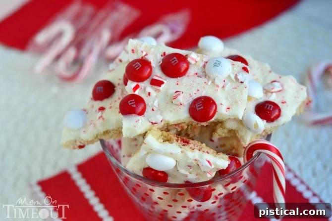 Close-up of the delightful layers in White Chocolate Peppermint Sugar Cookie Bark