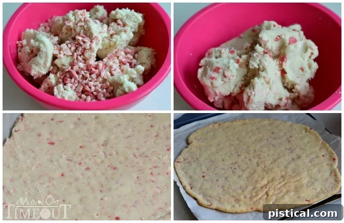 Mixing Andes Peppermint Crunch Baking Chips into sugar cookie dough