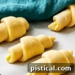 Pillowy Soft Homemade Crescent Rolls 9 Crescent rolls rising on a baking sheet, ready for baking