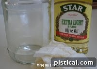Partially removed label from a glass jar
