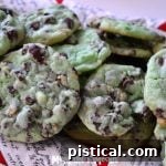 Finished Mint Chocolate Chip Cookies on a plate
