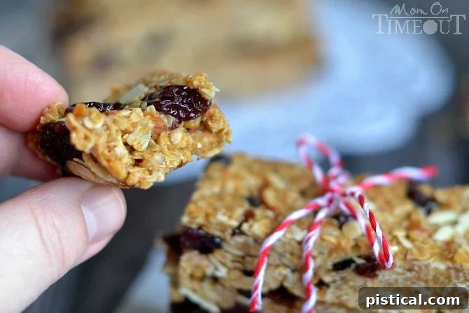 Homemade Cherry Almond Granola Bars tied with twine, ready for a healthy and satisfying snack or on-the-go fuel.