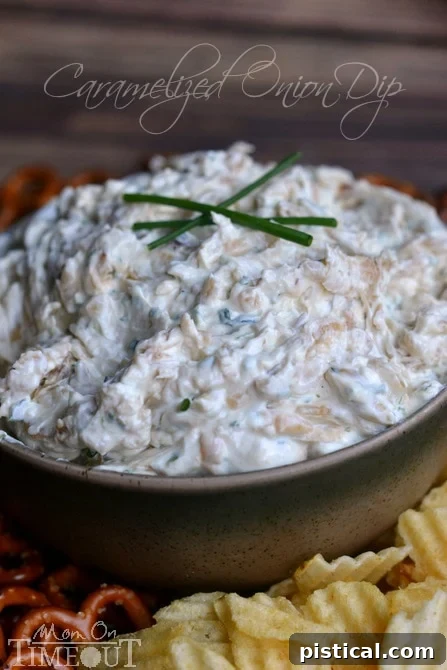 Gourmet Caramelized Onion Dip with Greek Yogurt - A perfect party appetizer for impressing guests.