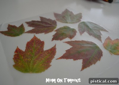 Crunchy Caramel Corn with Autumn Leaf Tags 13 Finished decorative leaf tags cut from laminated contact paper