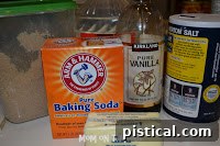Key ingredients for caramel corn including butter, corn syrup, brown sugar, and salt