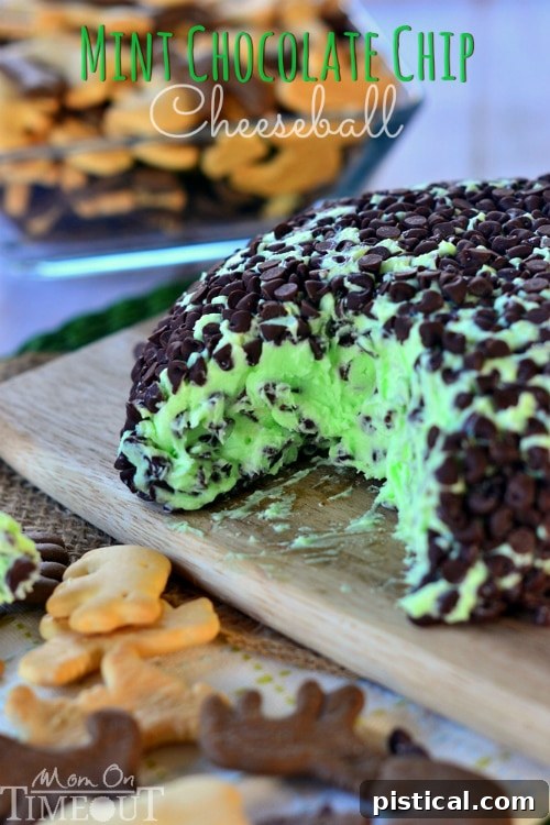 Mint Chocolate Chip Cheese Ball - tastes just like your favorite ice cream but better! | MomOnTimeout.com