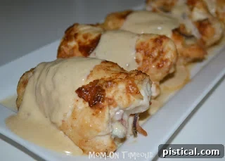 Plated Chicken Cordon Bleu with gravy