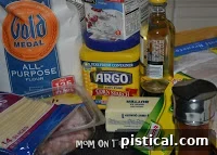 Ingredients laid out for Chicken Cordon Bleu