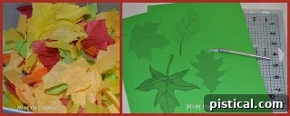 Children tearing colorful tissue paper into small pieces for the craft.