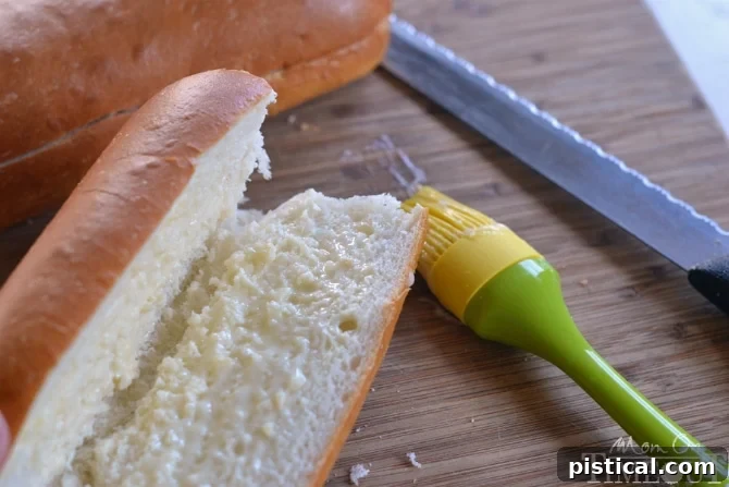 Toasted French Rolls with Garlic Butter Garlic butter toasted French rolls for Po' Boy Sandwiches