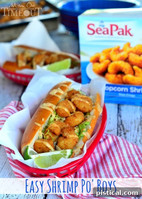 Perfectly Crafted Shrimp Po' Boy Close-up of a delicious homemade Shrimp Po' Boy Sandwich