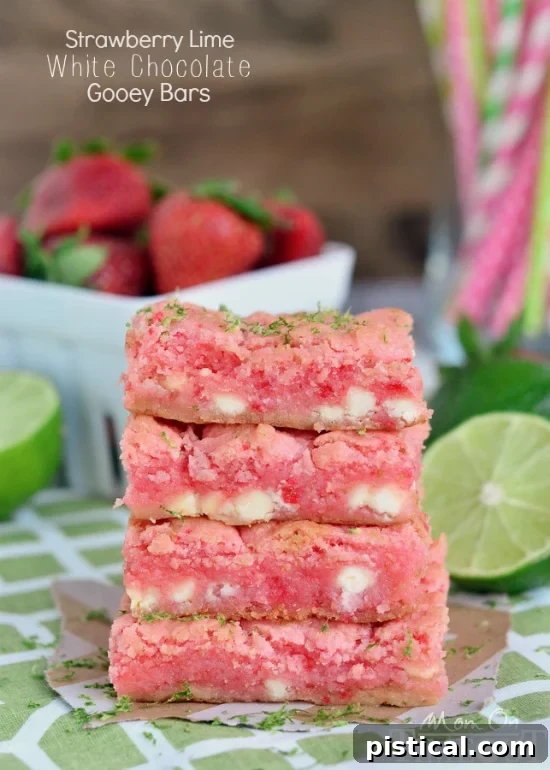 These Strawberry Lime White Chocolate Gooey Bars will make the perfect spring or summer time treat! | MomOnTimeout.com These Strawberry Lime White Chocolate Gooey Bars will make the perfect spring or summer time treat! | MomOnTimeout.com