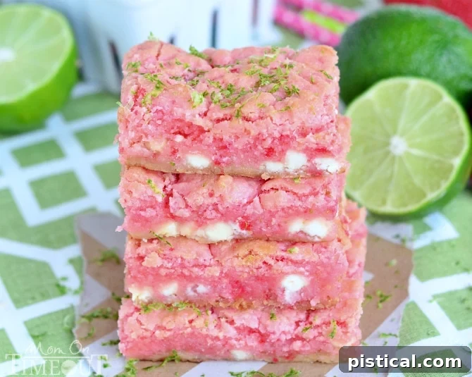 These Strawberry Lime White Chocolate Gooey Bars will make the perfect spring or summer time treat! | MomOnTimeout.com These Strawberry Lime White Chocolate Gooey Bars will make the perfect spring or summer time treat! | MomOnTimeout.com