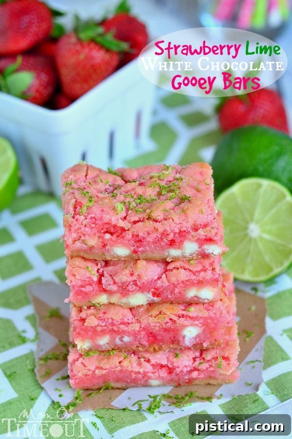 These Strawberry Lime White Chocolate Gooey Bars will make the perfect spring or summer time treat! | MomOnTimeout.com These Strawberry Lime White Chocolate Gooey Bars will make the perfect spring or summer time treat! | MomOnTimeout.com