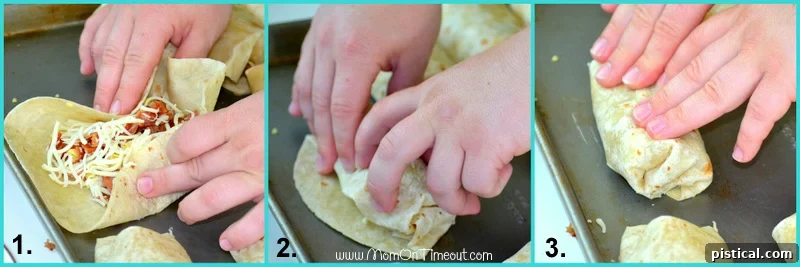 Ready When You Are Breakfast Burritos 9 three image collage of Breakfast Burritos being rolled up