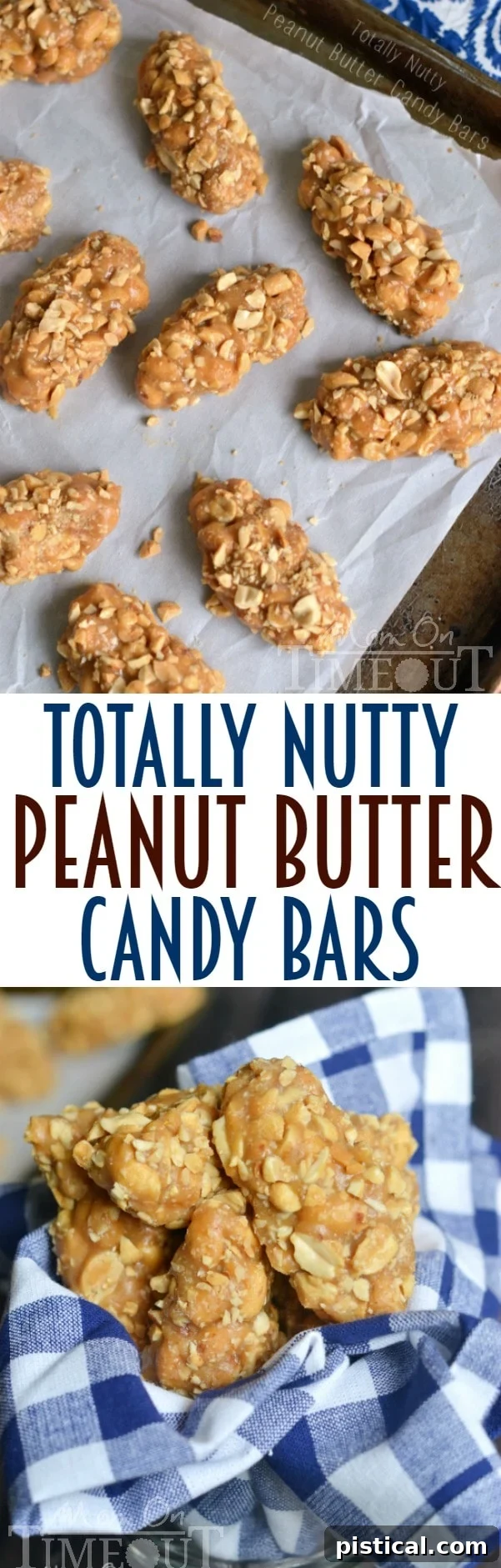 Large image showcasing the appealing texture and coating of the no-bake peanut butter candy bars.