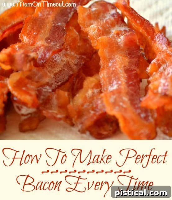 Perfectly baked crispy bacon slices ready to be enjoyed, showcasing the even cooking and golden-brown perfection achieved by baking.