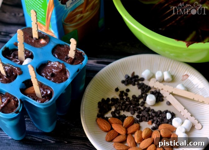 Closeup of TruMoo chocolate milk used in Rocky Road Pudding Pops recipe | MomOnTimeout.com