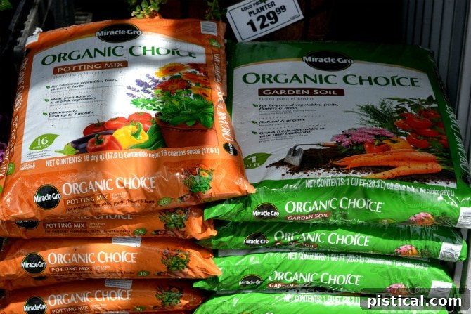 Miracle-Gro potting soil bags at a gardening event.