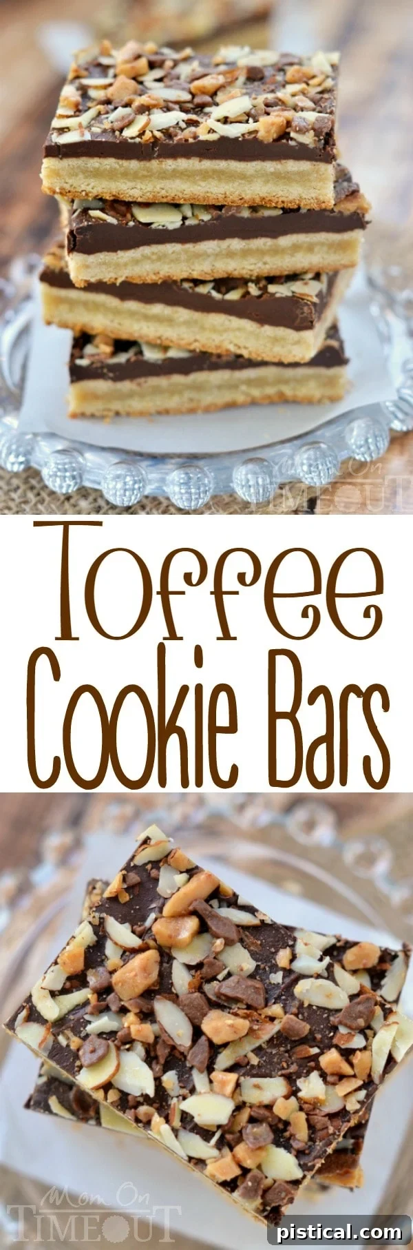 A full tray of glorious Toffee Cookie Bars with chocolate, almonds, and toffee bits, ready for enjoyment