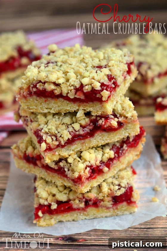 Delicious Cherry Oatmeal Crumble Bars