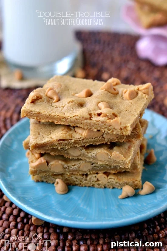 Delicious Double Trouble Peanut Butter Cookie Bars, a perfect easy treat for peanut butter lovers.