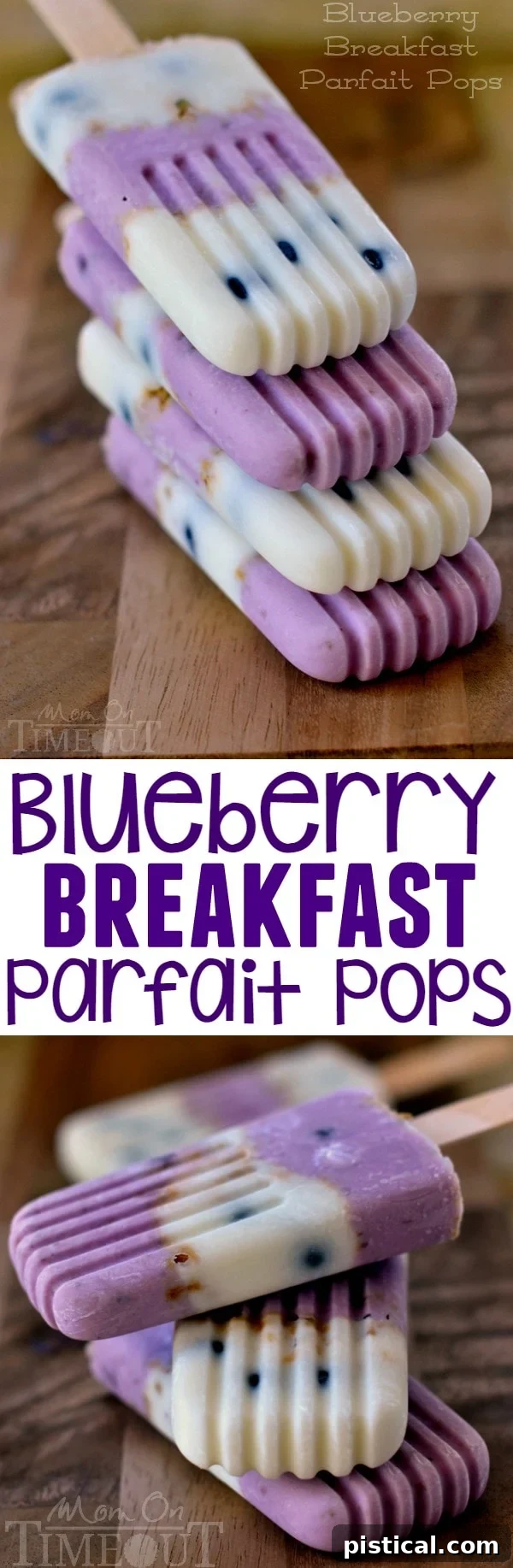 Pin this recipe: Blueberry Breakfast Parfait Pops with Greek yogurt and Nature Valley Breakfast Biscuits. MomOnTimeout.com