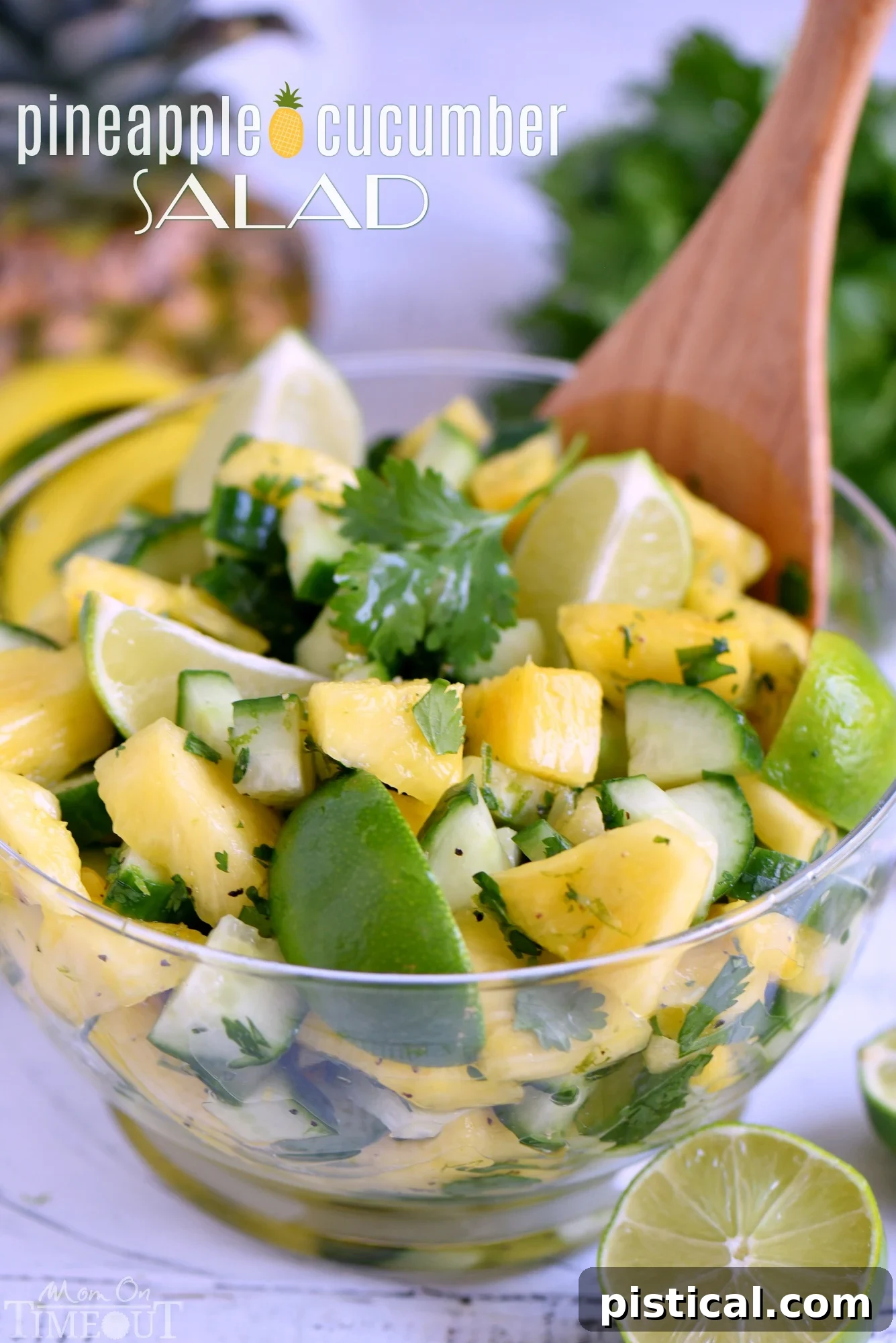 This perfectly refreshing Pineapple Cucumber Salad is wonderfully easy to make and simply delicious! Great for summer BBQs, parties, potlucks and more! // Mom On Timeout