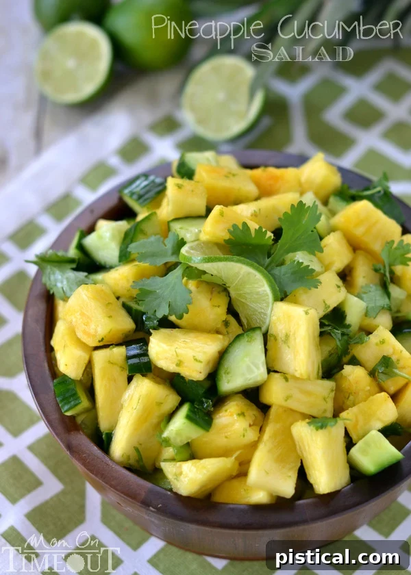 This perfectly refreshing Pineapple Cucumber Salad is wonderfully easy to make and simply delicious! Great for summer BBQs, parties, potlucks and more! // Mom On Timeout