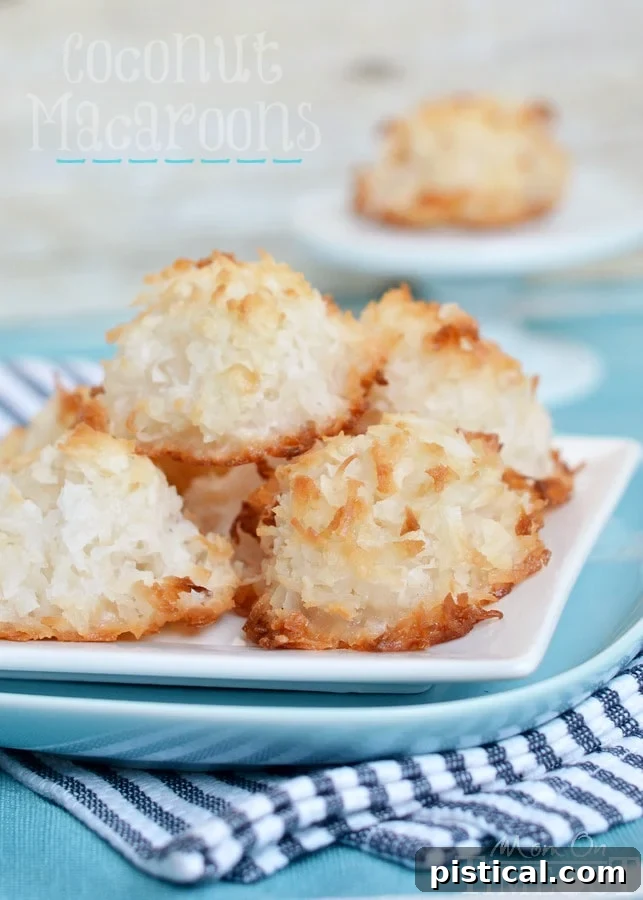 Easy Coconut Macaroons Recipe Without Sweetened Condensed Milk A close-up image showing delicious easy coconut macaroons recipe without sweetened condensed milk, ready to be enjoyed.