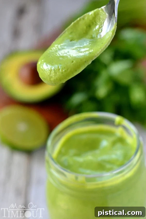 Versatile Avocado Buttermilk Ranch Dressing for salads, a dip for fresh vegetables and chips. Healthy, creamy, and flavorful homemade ranch recipe. | MomOnTimeout.com | #avocado #ranch #dressing #dip #buttermilk