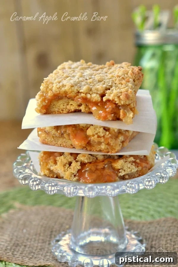 Delicious Caramel Apple Crumble Bars, perfect for fall celebrations