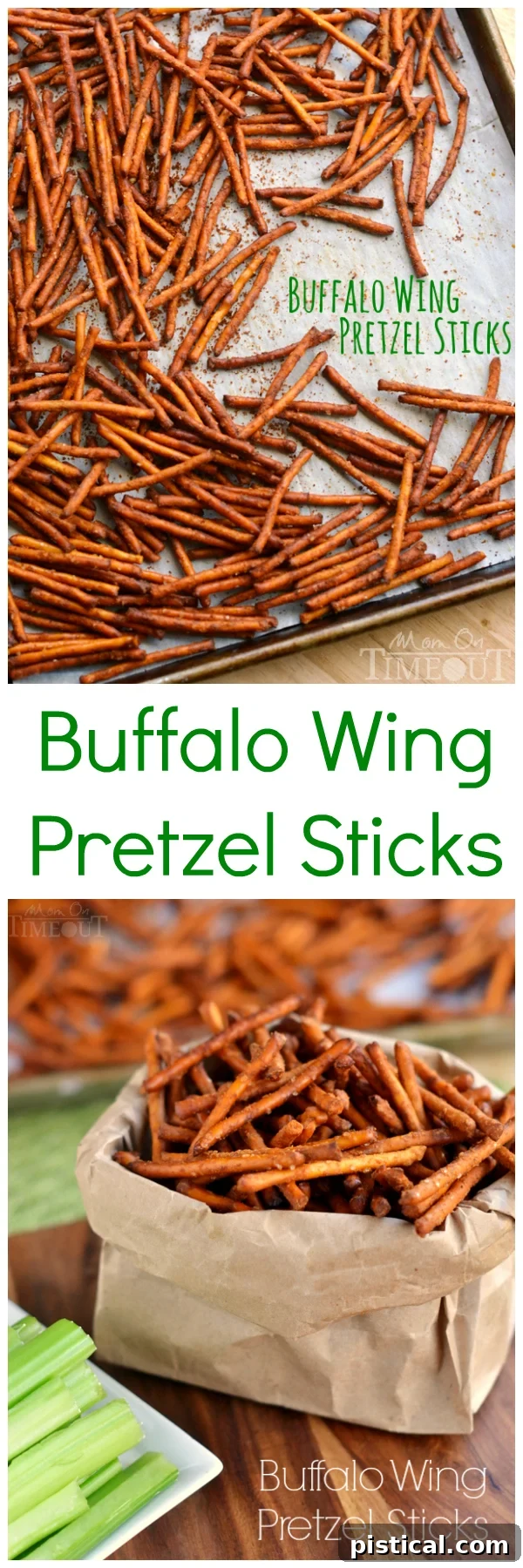 A large, overflowing bowl of Buffalo Wing Pretzel Sticks, showcasing their rich color and texture, perfect for sharing.
