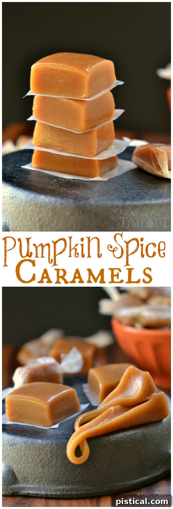 A large pile of homemade Pumpkin Spice Caramels, perfectly cut and ready for sharing.