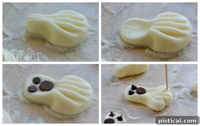 Learn how to make these adorable Spooky Easy Ghost Treats for Halloween with a simple recipe and fun decorating ideas! | MomOnTimeout.com | #halloween #candy #recipe #dessert #ghost