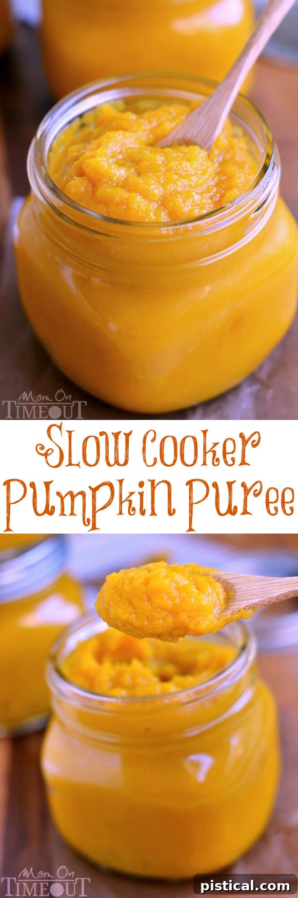 An easy step-by-step tutorial showing how to make Slow Cooker Pumpkin Puree - so, so much better than store bought! | MomOnTimeout.com | #slow #cooker #crockpot #DIY #Thanksgiving #Christmas #pumpkin