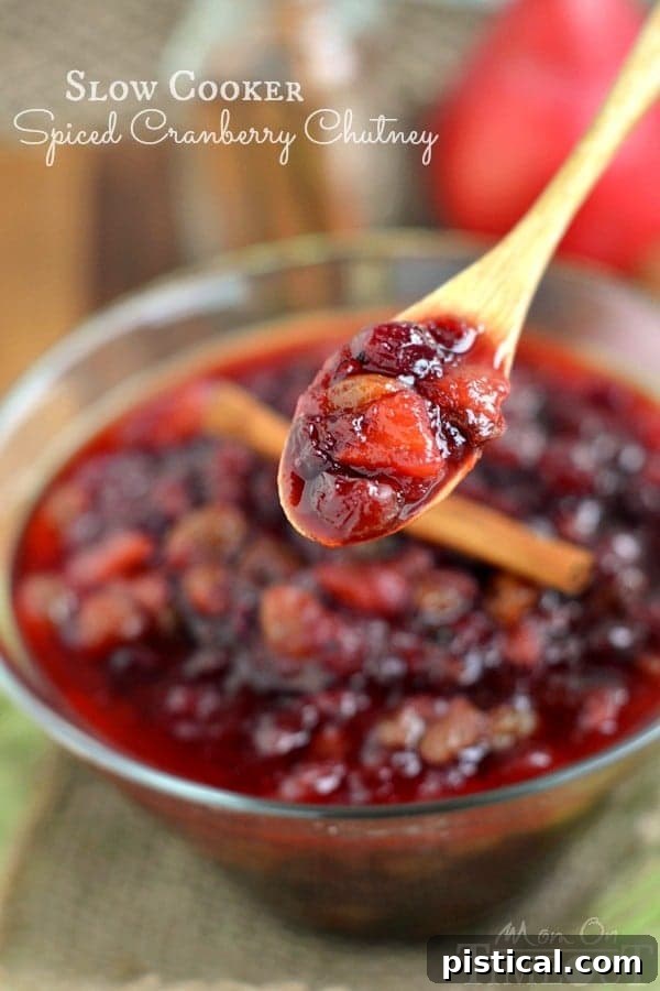 Slow Cooker Spiced Cranberry Chutney, a vibrant and refreshing holiday side dish