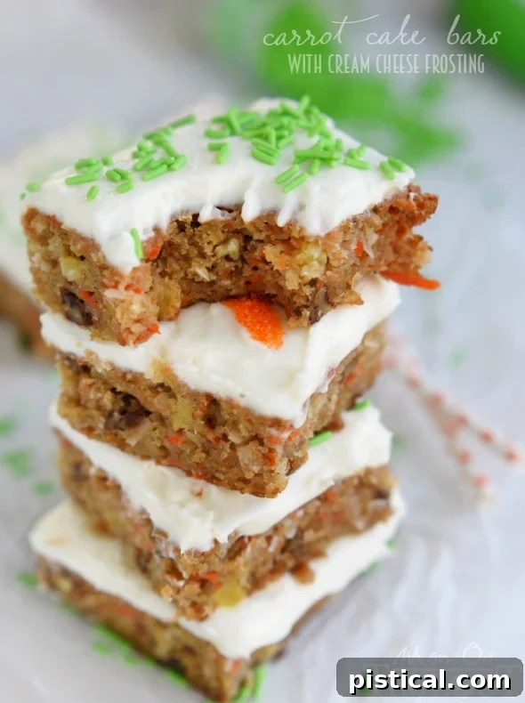Carrot Cake Bars with Cream Cheese Frosting – easy, moist, and delicious dessert for any occasion, perfect for Easter or parties.